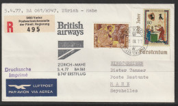 1977, British Airways, Erstflug, Liechtenstein - Mahe Seychelles - Luftpost