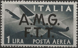 TZAA1N - 1947 Trieste Zona A, Sass. Nr. 1, P.A., Francobollo Nuovo Senza Linguella **/ - Correo Aéreo