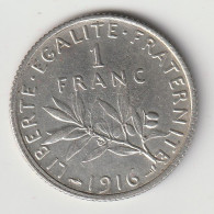 Semeuse 1 Franc Argent 1916 - Silver - - 1 Franc