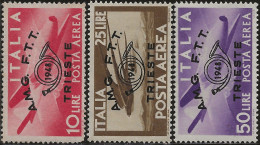 TZAA17-19L2 - 1948 Trieste Zona A, Sass. Nr. 17/19, P.A., Serie Cpl. Di 3 Francobolli Nuovi Con Traccia Di Linguella */ - Luftpost