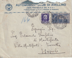14/10/1931 - Busta Espresso Da Automobile Club Avellino A Napoli - Annullo Arrivo Posta Pneumatica Napoli - Exprespost