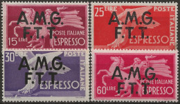 TZAE1-4L - 1947/48 Trieste Zona A, Sass. Nr. 1/4, Espressi, Serie Cpl. Di 4 Francobolli Nuovi Con Traccia Di Linguella * - Eilsendung (Eilpost)