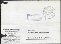 Germany Bad Kreuznach Gebrüder Stumpf Postcard Mailed To Schwelm 1946. Schwelmer Eisenwerk - Storia Postale