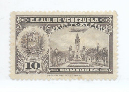 VENEZUELA 1938 OIL WELLS AIRPLANE COAT 10 B VIOLET MH SCOTT C112 MI 283 - Venezuela