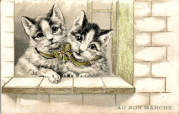 Chromo Au Bon Marché SIT-10 - N°17 Chats Sur Le Bord De La Fenêtre Gatti Sul Davanzale Chat Cat Gatto B.Etat - Au Bon Marché