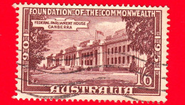 AUSTRALIA ~  Usato ~ 1951 - 50° Anniversario Della Fondazione Del Commonwealth - Federal Parliament House, Canberra - 1' - Used Stamps