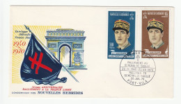 1970 French NEW HEBRIDES Charles DE GAULLE FDC Stamps WWII Anniv Flag Cover - De Gaulle (Général)