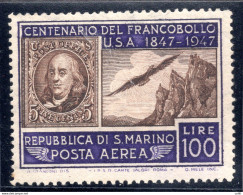 Centenario USA Lire 100 Posta Aerea Filigrana In Posizione CD - Unused Stamps