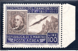 Centenario USA Lire 100 Posta Aerea Filigrana In Posizione ND - Unused Stamps