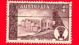 AUSTRALIA - Usato - 1958 - 75° Anniversario Della Fondazione Di Broken Hill - Industria Mineraria - 4 - Used Stamps