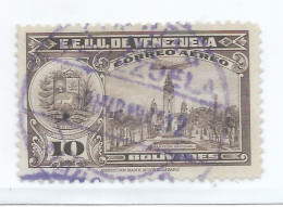 VENEZUELA 1938 OIL WELLS AIRPLANE COAT 10 B VIOLET SCOTT C112 MI 283 USED - Venezuela