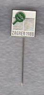 Pin Badge Anstecknadel Zagreb 1988 Table Tennis Club Tournament Yugoslavia Tischtennis Tennis De Table - Tafeltennis