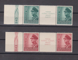 CROATIA WW II 1943 Pavelic  Set Pair  With Labels MNH - Kroatien