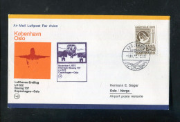 "DAENEMARK" 1972, Erstflugbrief LH 022 Mit Boeing 737 "Kopenhagen-Oslo" (L0020) - Poste Aérienne