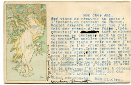 Alphonse  M U C H A  -  SERIE 1 Des 4 SAISONS - PRINTEMPS -  BELLE CARTE ORIGINELLE  - - Mucha, Alphonse