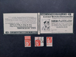 Carnet Vide 1932 Série 295 Paix 20x0,50f Rouge Couverture Crème Mercier Hamamelis10f Pub Ricques Hahn Blécao Nuptia - Anciens : 1906-1965