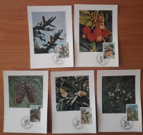 ESPAÑA TARJETAS MAXIMAS FLORA EDIFIL NUM. 2085/2089 SERIE COMPLETA - Tarjetas Máxima