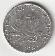 Semeuse 2 Franc Argent 1898 - Silver - - 2 Francs