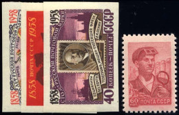 SOWJETUNION 2114-19B,2138 **, 1958, 100 Jahre Briefmarken, Ungezähnt Und 60 K. Hüttenarbeiter, 4 Prachtwerte, Mi. 34.- - Usati