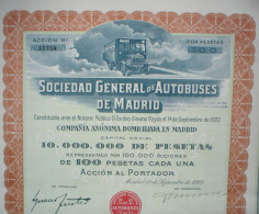 4 X Soc. General De Autobuses De Madrid 100 Ptas. 1922 - Auto's