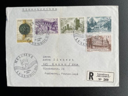 LUXEMBURG 1963 REGISTERED LETTER LUXEMBOURG MELUSINA EXHIBITION TO HANAU 13-04-1963 - Storia Postale