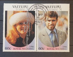 Royal Wedding 1986, Overprint ERROR ( Vertically) - Tuvalu (fr. Elliceinseln)