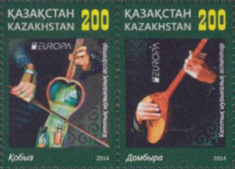 Kasachstan MiNr. Zdr.880+881 Europa 14, Volksmusikinstrumente Kobys U.Dombra - Kazajstán