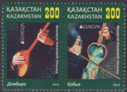 Kasachstan MiNr. Zdr.881+880 Europa 14, Volksmusikinstrumente Kobys U.Dombra - Kazajstán