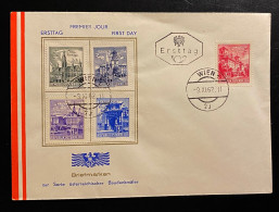 Österreich 1962 Bauten Mi. 1111, 1114, 1118, 1119, 1120 FDC Schmuckkuvert Gestempelt/o WIEN - Storia Postale