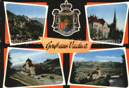 72403293 Vaduz Schloss Kirche Wappen Krone Berge Vaduz - Liechtenstein