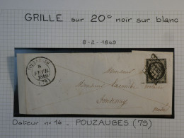 DK4 FRANCE  LETTRE RRR 8.2..1849 PETIT BUREAU POUZAUGES A FONTENAY +N°3+ OB. GRILLE +VU BEHR.DISPERSION DE COLLECTION+ - 1849-1876: Période Classique