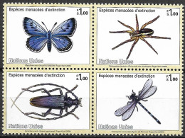2009  UNO Genf Mi. 640-3 **MNH    Gefährdete Arten : Insekten Und Spinnentiere. - Blokken & Velletjes