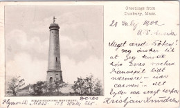 Greetings From Duxbury, Mass. , Myles Standish Monument  (sent To Sweden 1902) - Boston