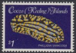 Kokos-Inseln Mi.Nr. 153 Freim. Muscheln+Schnecken, Phillidia Varicosa (1) - Cocoseilanden