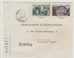 TUNISIE > 1950-1959 > N°417+418 Obl. COMMERCIALE S/lettre Voyagée -En EXPRESS  -12-III-1957-pour PARIS/GARE P.L.M - Lettres & Documents