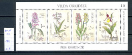 Suède  BF N° 10 Xx    Orchidées Sauvages - Blokken & Velletjes