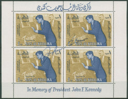 Ras Al-Khaima 1965 Präsident Kennedy Block 1 Postfrisch Mit Autogramm (C98154) - Ras Al-Khaimah