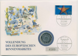 Bund 1992 Europäischer Binnenmarkt Numisbrief 1 ECU H.-D. Genscher (N691) - Otros & Sin Clasificación