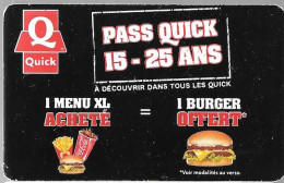 CARTE-FIDELITE-2012-PASS QUICK-15-25 ANS-BE/RARE - Treuekarten