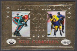 Komoren Mi.Nr. 273B Olympiade 1976 Innsbruck, Ski + Eishockey, Ungez. (1000) - Comores (1975-...)