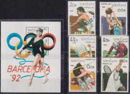 F-EX48921 LAOS MNH 1990 OLYMPIC BARCELONA ATHLETISM CYCLING TENNIS GYMNASTICS.  - Verano 1992: Barcelona