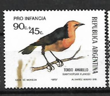 ARGENTINA - AÑO 1973 - Pro Infancia. Pájaros. Tordo Amarillo - Usado - Oblitérés