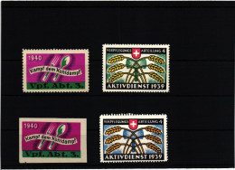 Schweiz Soldatenmarken, Vpf.Abt. Verpflegungs Abteilung Kohldampf 1939 1940 - Vignettes