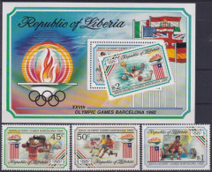 F-EX48840 LIBERIA MNH 1992 OLYMPIC GAMES BARCELONA ATHLETISM BOXING SOCCER POLO.  - Verano 1992: Barcelona