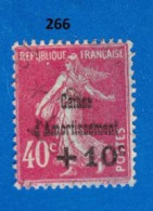 Timbre France Caisse D'amortissement 1930 Y&T N°266 Semeuse +10C / 40c Rose Oblitéré - 1927-31 Caisse D'Amortissement