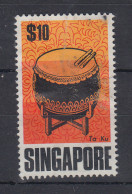 Singapur 1969 Traditionelle Musikinstrumente 10$ Trommel Mi.-Nr. 111 Gestempelt - Singapour (1959-...)