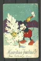 FINLAND Christmas Card Mickey Mouse Walt Disney, Used, O 1941, Stamp Missing - Comics