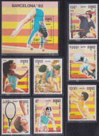 F-EX48901 CAMBODIA MNH 1991 OLYMPIC GAMES BARCELONA TENNIS PIN PONG BOXING. - Verano 1992: Barcelona