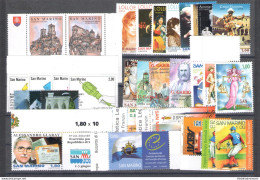 2007 San Marino, Francobolli Nuovi, Annata Completa, 32 Valori + 4 Foglietti - MNH** - Años Completos