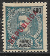 Lourenço Marques – 1917 King Carlos Local Overprint REPUBLICA 400 Réis Mint Stamp - Lourenco Marques